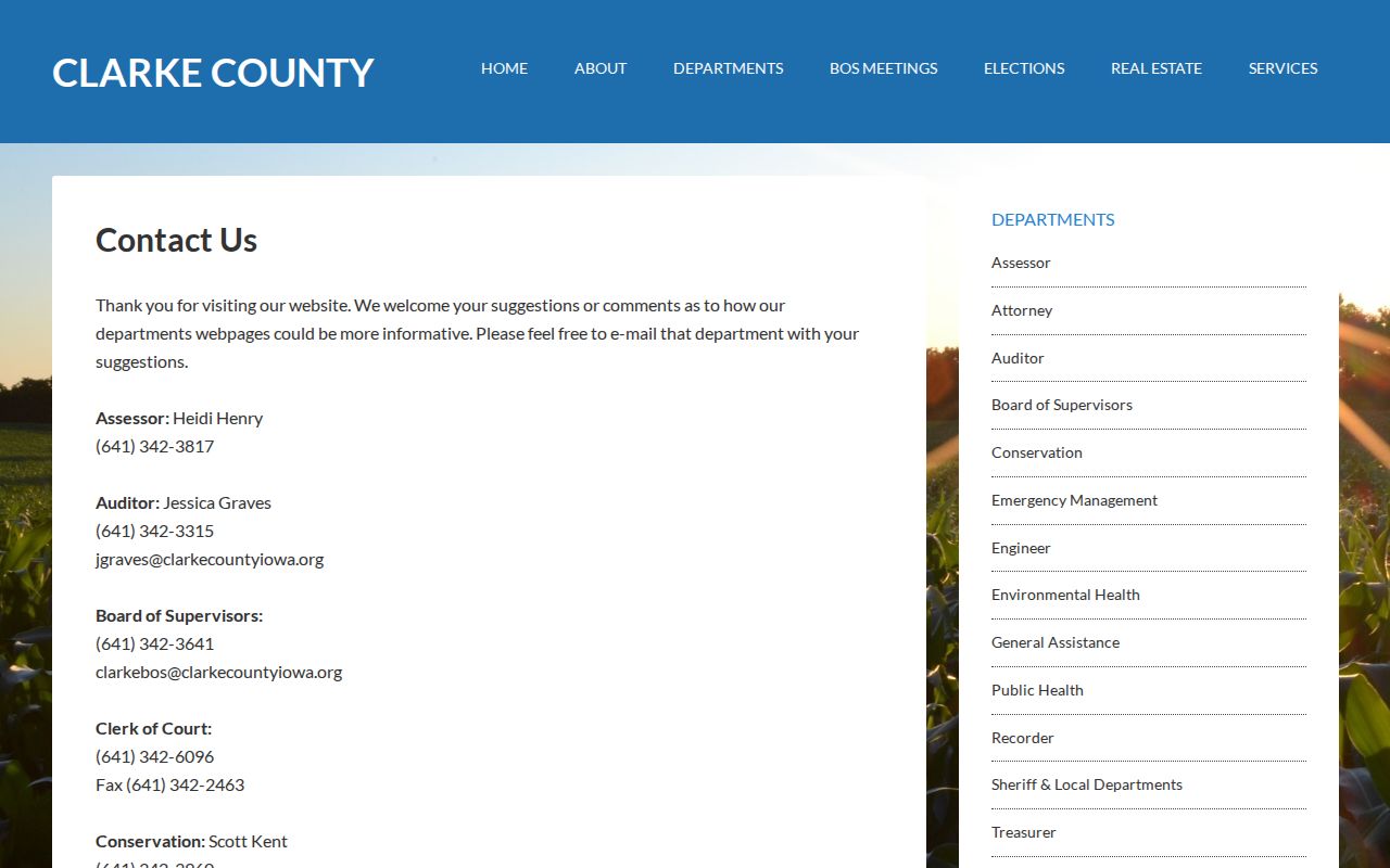 Clarke County warrant records official county contact page